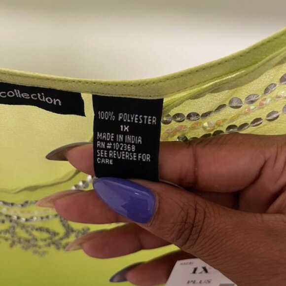 IC COLLECTION Lime Green Embellished Blouse - Picture 2 of 9